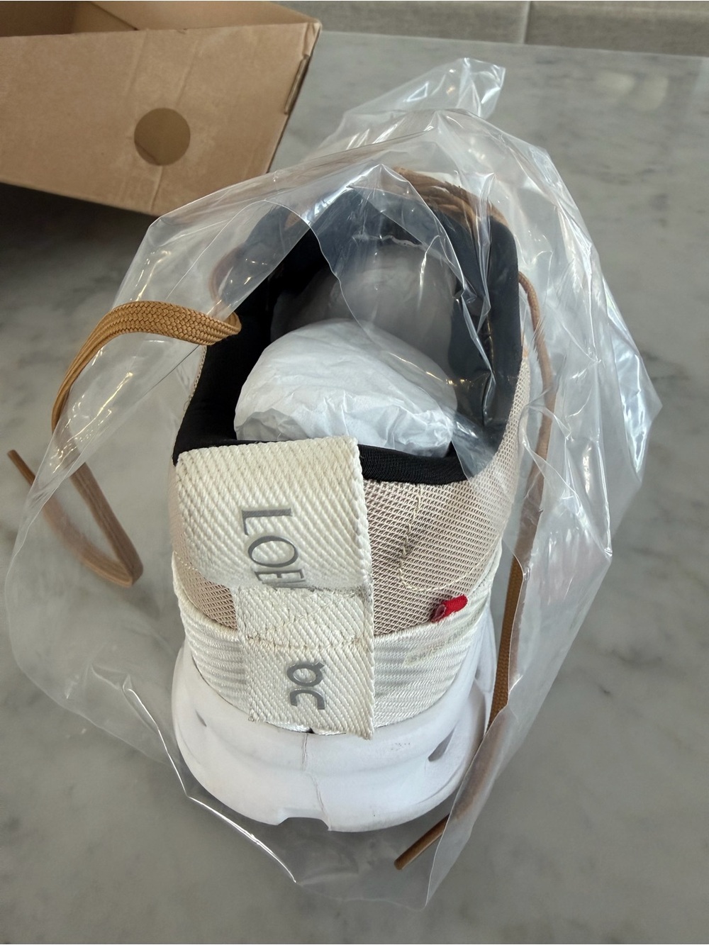 Loewe x OnCloud Cream, Tan & Black Running Sneakers - Picture 4 of 11